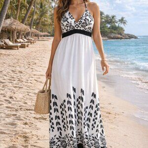 Connection 18 Black & White Floral Maxi Dress | XL